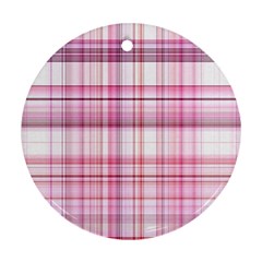 Pink Madras Plaid Ornament (round) by SpinnyChairDesigns