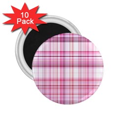 Pink Madras Plaid 2 25  Magnets (10 Pack)  by SpinnyChairDesigns