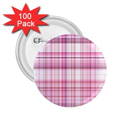 Pink Madras Plaid 2 25  Buttons (100 Pack)  by SpinnyChairDesigns