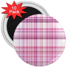 Pink Madras Plaid 3  Magnets (10 Pack)  by SpinnyChairDesigns