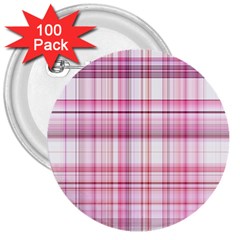 Pink Madras Plaid 3  Buttons (100 Pack)  by SpinnyChairDesigns