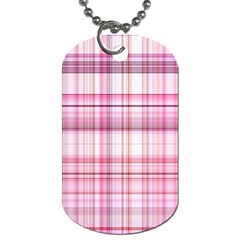 Pink Madras Plaid Dog Tag (one Side) by SpinnyChairDesigns