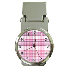 Pink Madras Plaid Money Clip Watches by SpinnyChairDesigns