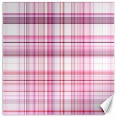 Pink Madras Plaid Canvas 16  X 16  by SpinnyChairDesigns