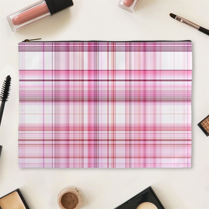 Pink Madras Plaid Cosmetic Bag (XL)