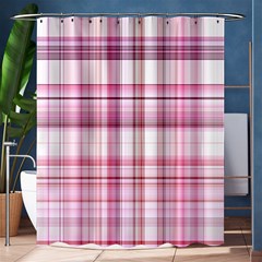 Pink Madras Plaid Shower Curtain 60  X 72  (medium)  by SpinnyChairDesigns