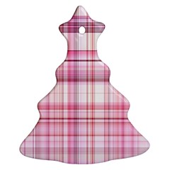 Pink Madras Plaid Christmas Tree Ornament (two Sides) by SpinnyChairDesigns