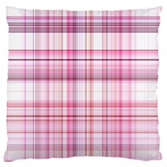 Pink Madras Plaid Large Cushion Case (one Side) by SpinnyChairDesigns