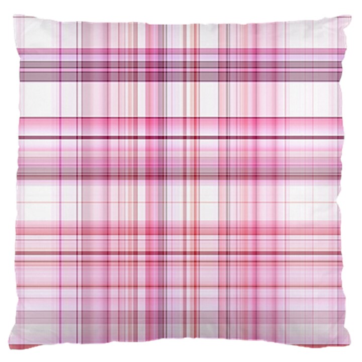 Pink Madras Plaid Large Flano Cushion Case (One Side)