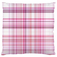 Pink Madras Plaid Large Flano Cushion Case (two Sides) by SpinnyChairDesigns