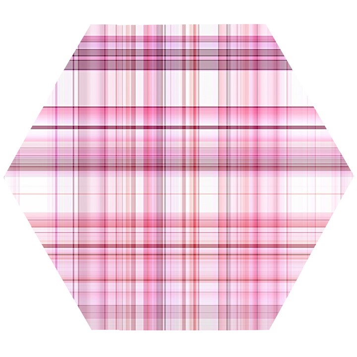 Pink Madras Plaid Wooden Puzzle Hexagon