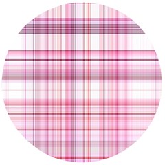 Pink Madras Plaid Wooden Bottle Opener (round) by SpinnyChairDesigns