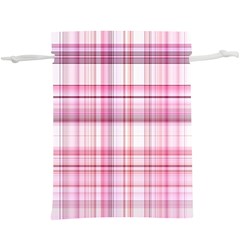 Pink Madras Plaid  Lightweight Drawstring Pouch (xl) by SpinnyChairDesigns