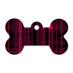 Pink Black Punk Plaid Dog Tag Bone (one Side) by SpinnyChairDesigns