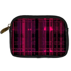 Pink Black Punk Plaid Digital Camera Leather Case by SpinnyChairDesigns