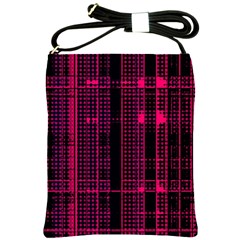 Pink Black Punk Plaid Shoulder Sling Bag by SpinnyChairDesigns