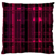 Pink Black Punk Plaid Large Cushion Case (two Sides) by SpinnyChairDesigns