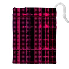 Pink Black Punk Plaid Drawstring Pouch (4xl) by SpinnyChairDesigns