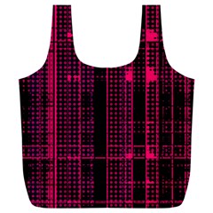 Pink Black Punk Plaid Full Print Recycle Bag (xxxl) by SpinnyChairDesigns