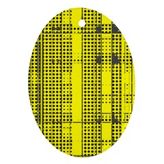 Black Yellow Punk Plaid Ornament (oval)