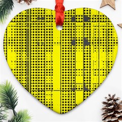 Black Yellow Punk Plaid Ornament (heart)