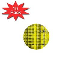 Black Yellow Punk Plaid 1  Mini Buttons (10 Pack)  by SpinnyChairDesigns