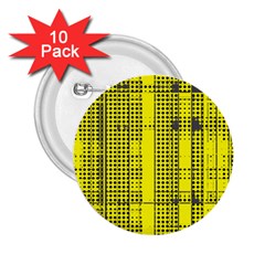 Black Yellow Punk Plaid 2 25  Buttons (10 Pack)  by SpinnyChairDesigns