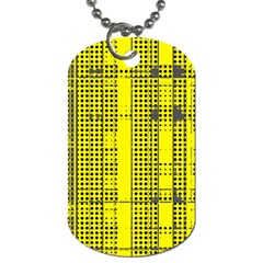 Black Yellow Punk Plaid Dog Tag (one Side) by SpinnyChairDesigns