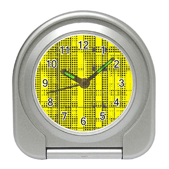 Black Yellow Punk Plaid Travel Alarm Clock