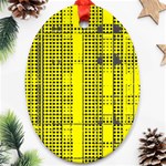 Black Yellow Punk Plaid Oval Ornament (Two Sides) Back