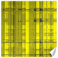 Black Yellow Punk Plaid Canvas 12  X 12  by SpinnyChairDesigns