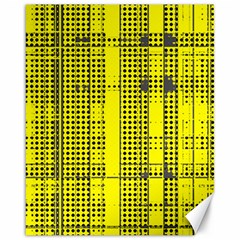 Black Yellow Punk Plaid Canvas 16  X 20  by SpinnyChairDesigns