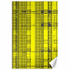 Black Yellow Punk Plaid Canvas 20  X 30  by SpinnyChairDesigns