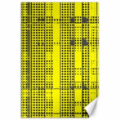 Black Yellow Punk Plaid Canvas 24  X 36  by SpinnyChairDesigns