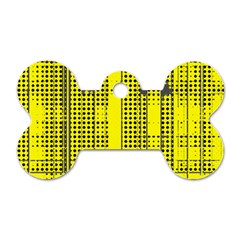 Black Yellow Punk Plaid Dog Tag Bone (one Side) by SpinnyChairDesigns