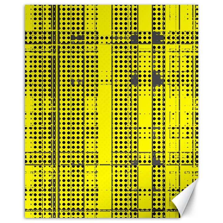 Black Yellow Punk Plaid Canvas 11  x 14 