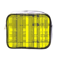 Black Yellow Punk Plaid Mini Toiletries Bag (one Side) by SpinnyChairDesigns