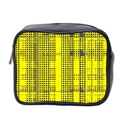 Black Yellow Punk Plaid Mini Toiletries Bag (two Sides) by SpinnyChairDesigns