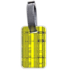 Black Yellow Punk Plaid Luggage Tag (two Sides) by SpinnyChairDesigns