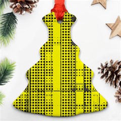 Black Yellow Punk Plaid Christmas Tree Ornament (two Sides)