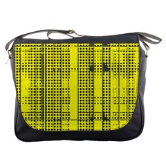 Black Yellow Punk Plaid Messenger Bag by SpinnyChairDesigns