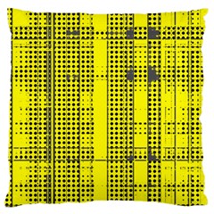 Black Yellow Punk Plaid Large Cushion Case (one Side) by SpinnyChairDesigns