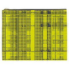 Black Yellow Punk Plaid Cosmetic Bag (xxxl) by SpinnyChairDesigns