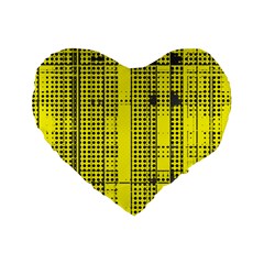 Black Yellow Punk Plaid Standard 16  Premium Heart Shape Cushions by SpinnyChairDesigns