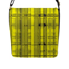 Black Yellow Punk Plaid Flap Closure Messenger Bag (l) by SpinnyChairDesigns