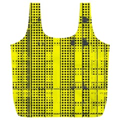 Black Yellow Punk Plaid Full Print Recycle Bag (xxl) by SpinnyChairDesigns