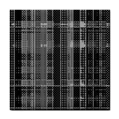 Black Punk Plaid Tile Coaster by SpinnyChairDesigns