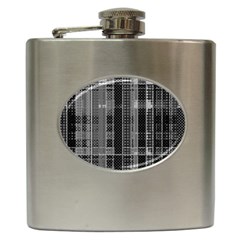 Black Punk Plaid Hip Flask (6 Oz) by SpinnyChairDesigns