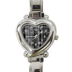 Black Punk Plaid Heart Italian Charm Watch by SpinnyChairDesigns