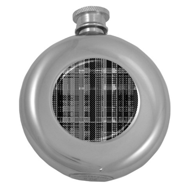 Black Punk Plaid Round Hip Flask (5 oz)